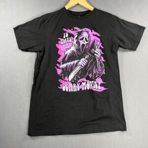 Ghost Face Men's Black Scary Movie Graphic T-shirt Size Medium
